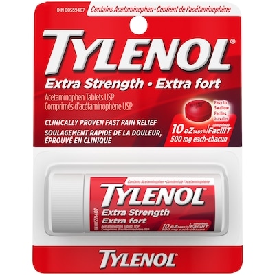 Tylenol Extra Strength Pain Relief Acetaminophen 500mg EZTabs 10 ea, $0.45/1ea