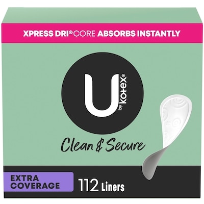 U by Kotex Clean & Secure Panty Liners, Light Absorbency, Extra Coverage, 112 Count 112 ea, $0.12/1ea