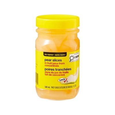 No Name Pear Slices in Fruit Juice From Concentrate 540 ml, $0.83/100ml