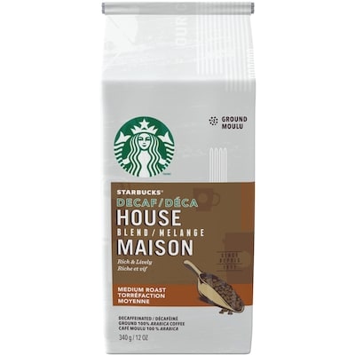 Starbucks Decaf House Blend Medium Roast Ground Coffee Bag 340 g, $3.53/100g