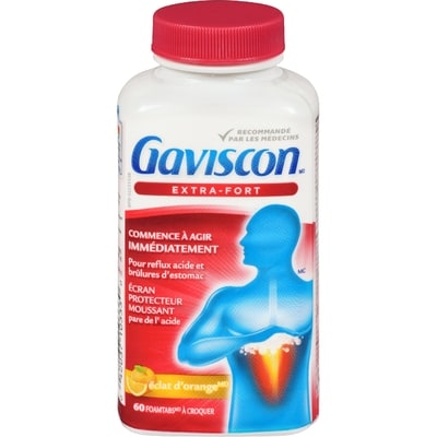 Gaviscon Extra-fort éclat d’orange 60 ea, 0,32 $/1ch