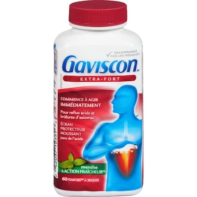 Gaviscon Extra-fort menthe 60 ea, 0,32 $/1ch