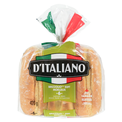 D'Italiano Brizzolio Sausage Buns 420 g, $1.02/100g