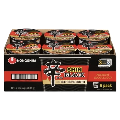 Nong Shim Premium Noodle Soup, Shin Black Cup, case 101 g, $2.47/100g