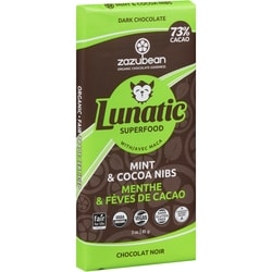 Zazubean Organic Lunatic Dark Chocolate, Mint & Cocoa Nibs - 85 g