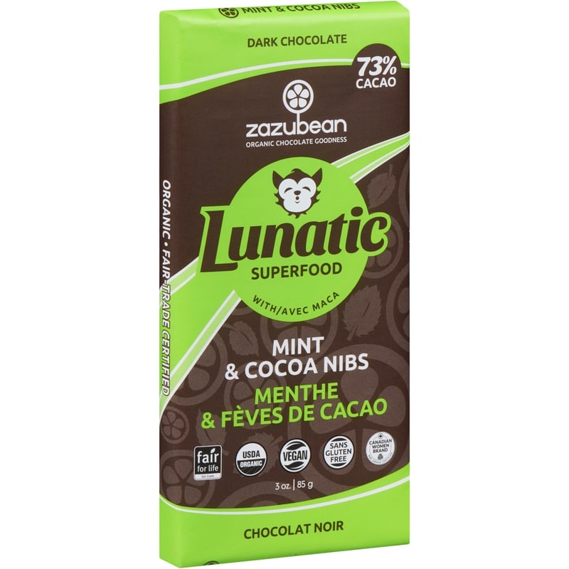 Organic Lunatic Dark Chocolate, Mint & Cocoa Nibs