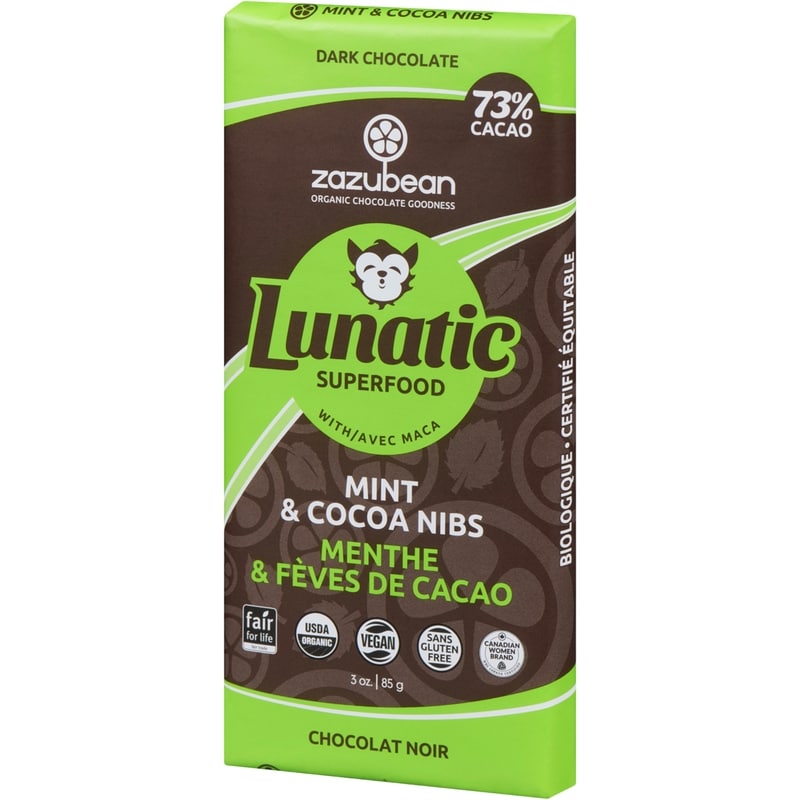Organic Lunatic Dark Chocolate, Mint & Cocoa Nibs