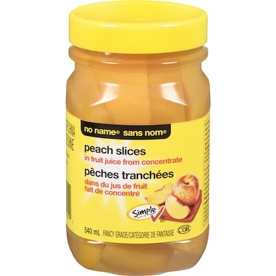 No Name Peach Slices in Fruit Juice From Concentrate 540 ml, $0.74/100ml