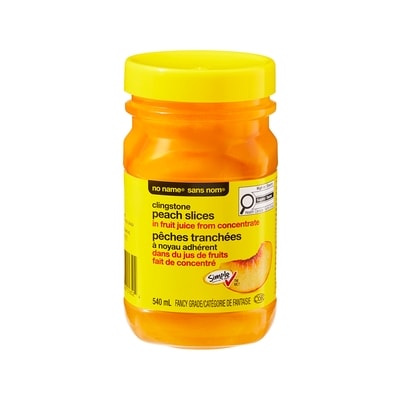 No Name Clingstone Peach Slices in Fruit Juice From Concentrate 540 ml, $0.83/100ml