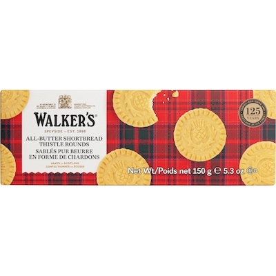 Walkers Sablés ronds 150 g, 3,66 $/100g
