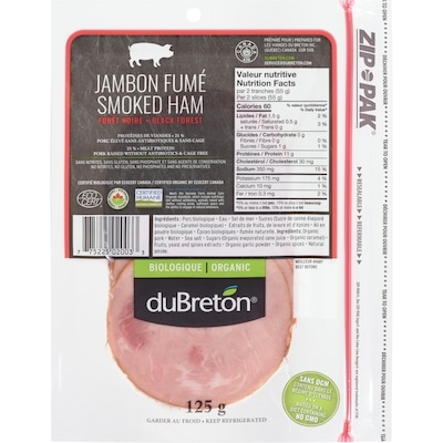 duBreton Organic Smoked Black Forest Ham 125 g, $67.92/1kg $6.79/100g