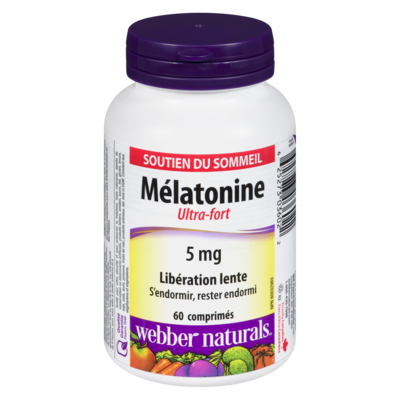 Webber Naturals Mélatonine 5 mg extra-forte à libération prolongée 60 ea, 0,15 $/1ch
