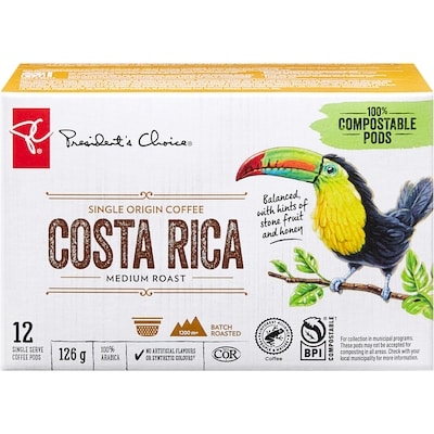 President's Choice Costa Rica Single Origin Medium Roast Single Serve Coffee Pods 12 ea, $0.67/1ea
