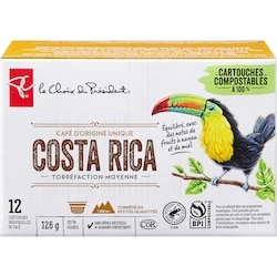 le Choix du Président Cartouches individuelles de café d’origine unique Costa Rica torréfaction moyenne 12 ea, 0,67 $/1ch
