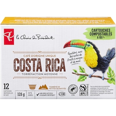 le Choix du Président Cartouches individuelles de café d’origine unique Costa Rica torréfaction moyenne 12 ea, 0,83 $/1ch
