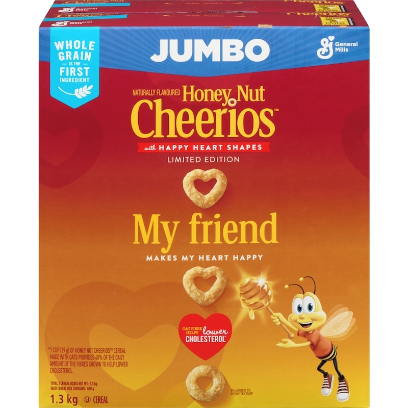 Honey Nut Cheerios Breakfast Cereal, Jumbo  Size, Whole Grains