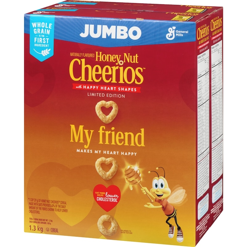 Honey Nut Cheerios Breakfast Cereal, Jumbo  Size, Whole Grains