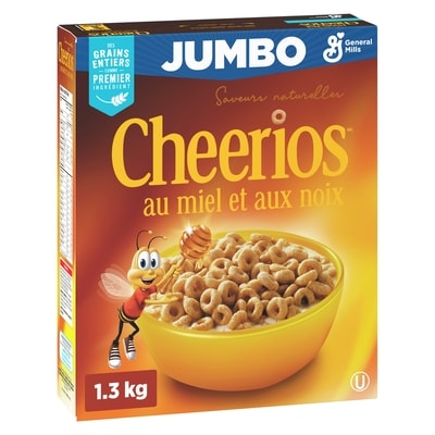 General Mills Cheerios Miel & Noix, Céréales à Base de Grains Entiers, Format Familial 1300 g, 1,00 $/100g