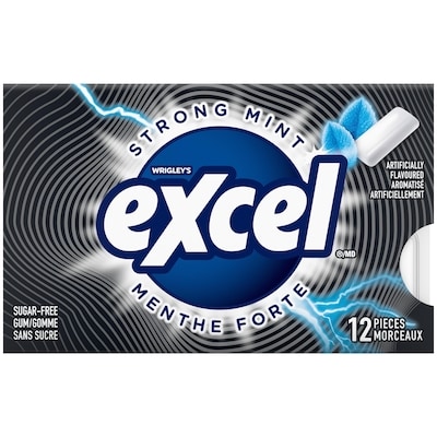 Excel Gomme à saveur de menthe forte 12x12.0 ea, 0,10 $/1ch