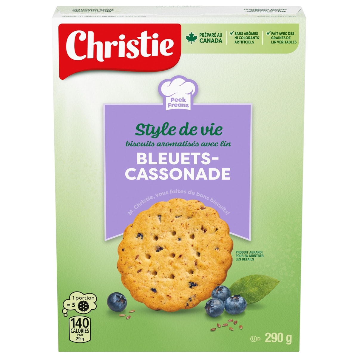 Peek Freans Style De Vie Sélection Sucre Brun Aux Bleuets Biscuit Et Craquelin 290 g, 1,72 $/100g
