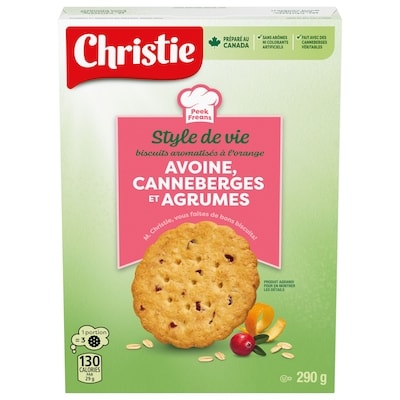 Peek Freans Style de vie Avoine avec canneberges et agrumes, faits avec de vraies canneberges et une source de fibres 290 g, 1,55 $/100g
