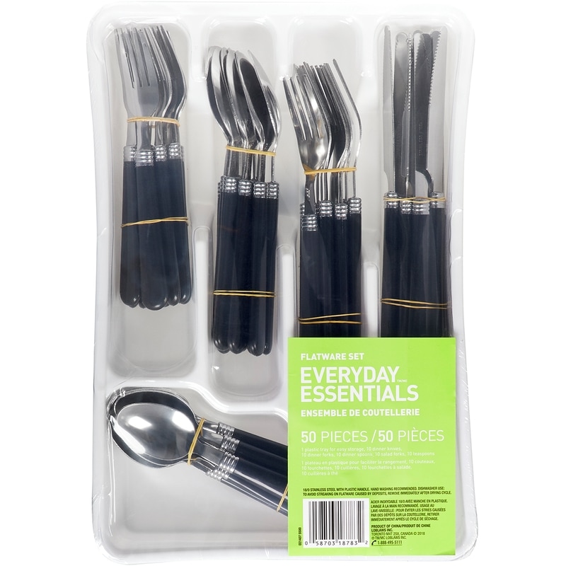 Everyday Essentials 50-Piece Cutlery Set with Tray - 1 ea | No