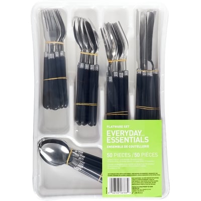 Everyday Essentials Ensemble de couverts de 50 pièces avec plateau 1 ea, 25,00 $/1ch