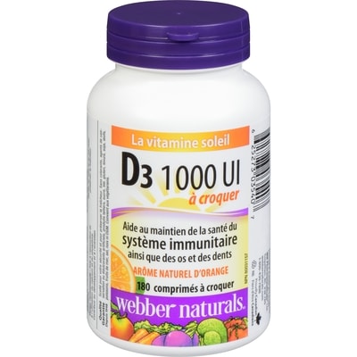 Webber Naturals Vitamine D3 à croquer 180 ea, 0,06 $/1ch