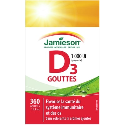 Jamieson Vitamine D en gouttelettes 1 000 UI 11.4 ml, 115,70 $/100ml