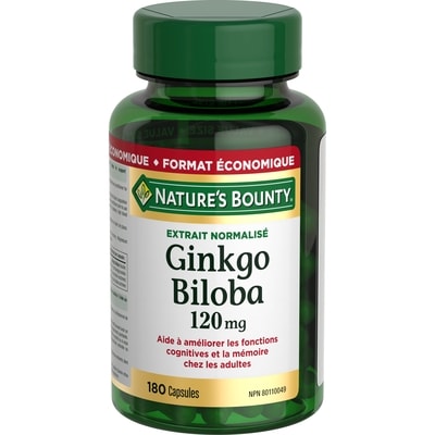 Nature’s Bounty Gingko biloba, 120 mg, format économique, 180 capsules 180 ea, 0,17 $/1ch