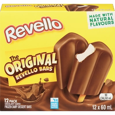 The Original Revello Frozen Dairy Dessert Bars natural flavours and quality milk 12x60.0 ml, $0.52/100ml