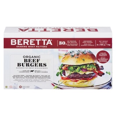 Beretta Organic Beef Burgers 1 kg, $19.99/1ea