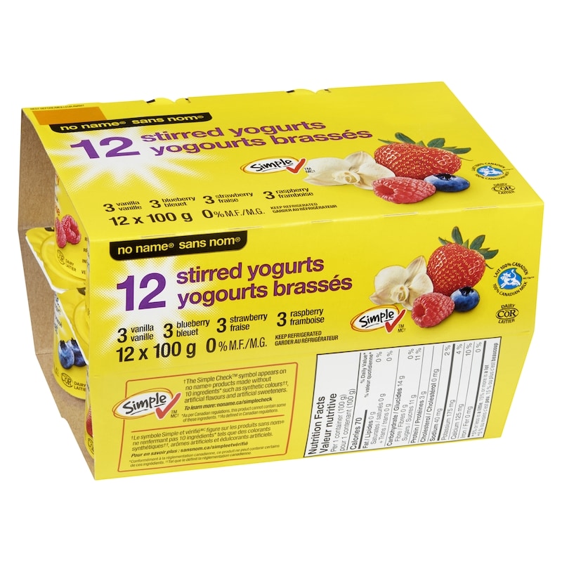 Vanilla, Blueberry, Strawberry & Raspberry 0% M.F. Stirred Yogurt