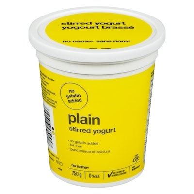No Name Plain Stirred 0% M.F. Yogurt 750 g, $0.47/100g