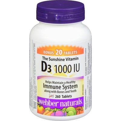 Webber Naturals Vitamin D3 1000 IU Tablets 260 ea, $0.03/1ea