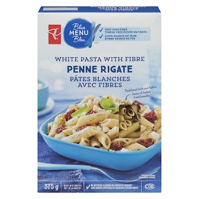 PC Blue Menu Penne Rigate With Fibre White Pasta 375 g, $0.93/100g