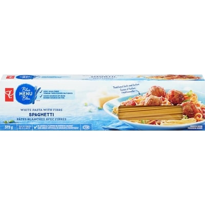 PC Blue Menu White Spaghetti Pasta With Fibre 375 g, $0.93/100g