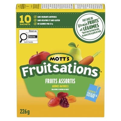 Fruitsations Collations à Saveur de Fruits, Fruits Assortis, Sans Gluten, 10 Sachets