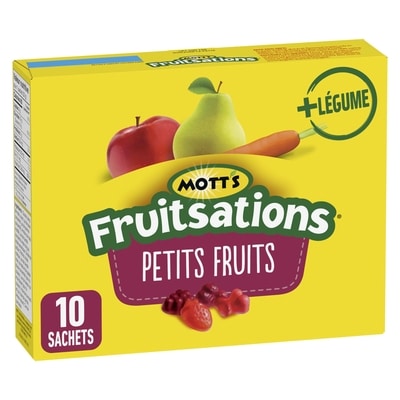 Mott’s Fruitsations Collations à Saveur de Fruits, Petits Fruits, Sans Gluten, 10 Sachets 226 g, 1,11 $/100g