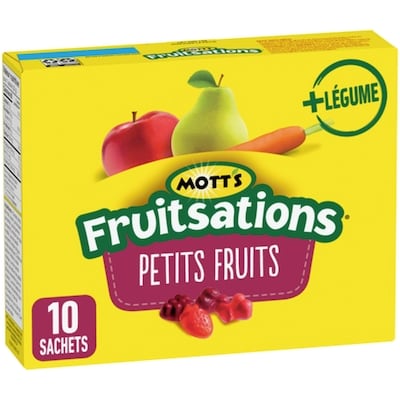 Mott’s Fruitsations Collations à Saveur de Fruits, Petits Fruits, Sans Gluten, 10 Sachets 226 g, 1,55 $/100g