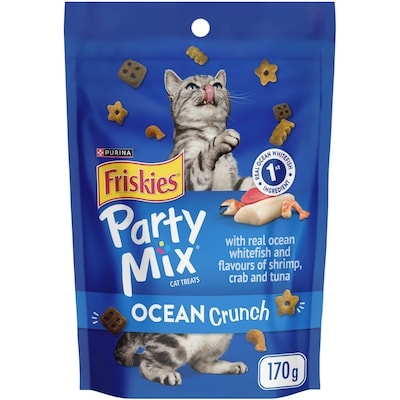 Purina Friskies Party Mix Ocean Crunch with Real Ocean Whitefish, Cat Treats 170 g, $1.76/100g