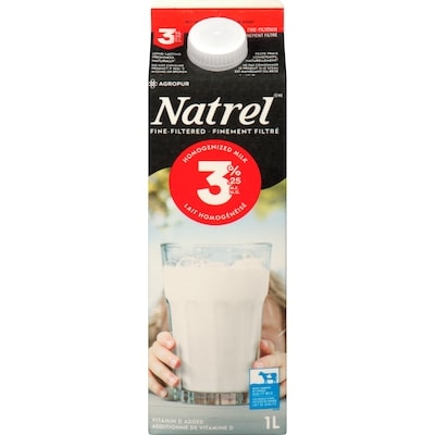 Natrel Fine-Filtered 3.25% Homogenized Milk 1 l, $0.39/100ml