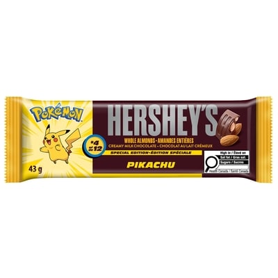 Hershey’s Barre Standard De Chocolat Au Lait Crémeux Édition Spéciale Pokémon Avec Amandes Entières 43 g, 4,63 $/100g