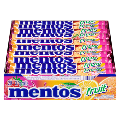 Mentos Fruit 20x37.0 g, $2.70/100g