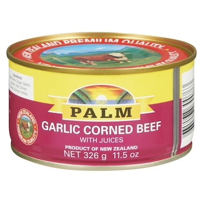 Palm Corned Beef & Garlic 326 g, $2.14/100g