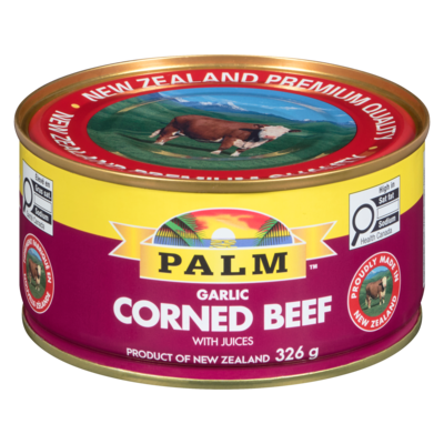 Palm Corned Beef & Garlic 326 g, $1.68/100g