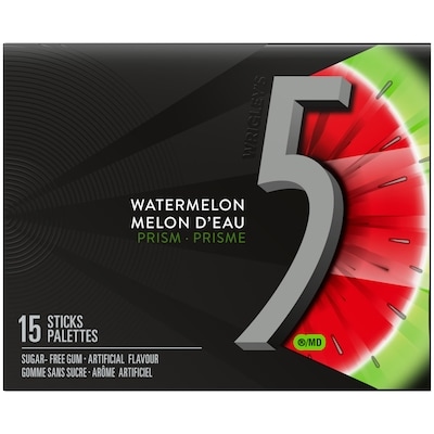 Wrigley's 5 Watermelon-Prism Flavoured Sugar Free Chewing Gum, 1 Sticks, 1 Pack 1 ea, $2.99/1ea
