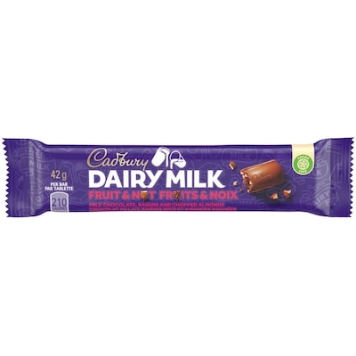 Cadbury Fruits Et Noix Tablette De Chocolat 42 g, 3,55 $/100g