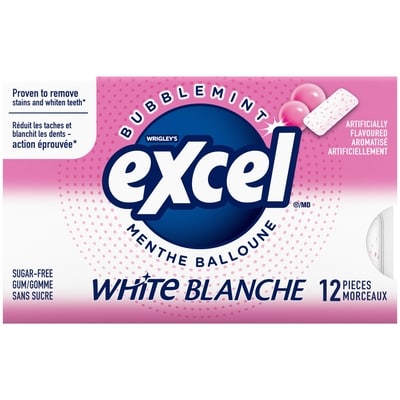 Excel Gomme Menthe balloune White 12x12.0 ea, 0,10 $/1ch