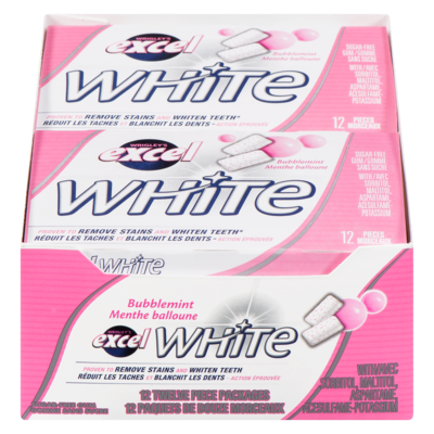 Excel Gomme Menthe balloune White 12x12.0 ea, 0,09 $/1ch